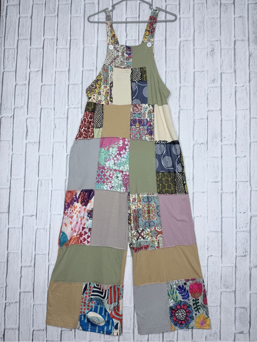 🌼 Yak & Yeti Patchwork Wide Leg Overalls S/M NWT Boho Hippie Nepal